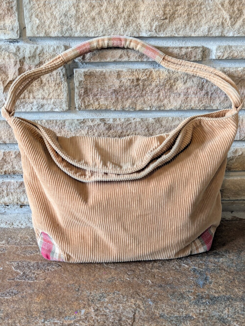 VTG Longaberger Tan Corduroy Shoulder Bag